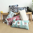 Axyaa Floral Alpaca Elephant Embroidered Lumbar Pillow Cover - Boho Style