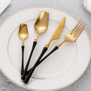 Axyaa Gold Stainless Steel Flatware Set - Elegant Black Dinnerware Tableware