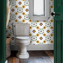 Retro Vinyl Tile Backsplash Panel by Axyaa - Peel and Stick Kitchen Bathroom Décor