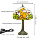 Axyaa Retro Bunny Floral Table Lamp - Stained Glass Shade for Living Room & Bedroom