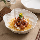 Axyaa Irregular Ceramic Salad Bowl Set - White Texture Thick Soup Fruit Dessert Bowls