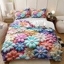 Axyaa Vibrant Floral Print Duvet Cover Set - All-Season Polyester Home Decor