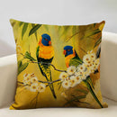Axyaa Elegant Floral Bird Pattern Linen Cushion Cover 45x45cm for Living Room Sofa