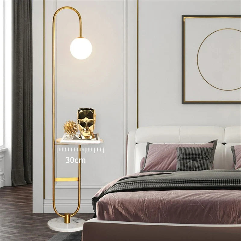 Nordic Standing Lamp with Round Table by Axya - Modern LED Floor Light