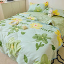 Axyaa Summer Quilts: Princess Style Floral Cartoon Bedspread, Washable Single Queen Comforter