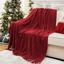 Axyaa Plaid Knit Throw Blanket Green – Soft Woven Sofa Bedspread Summer Decor