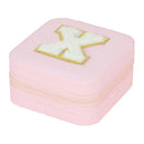 Axyaa Sequin Letter Jewelry Box with Mirror - Cute Portable Organizer Gift