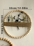 Axyaa Wooden Bead Jute Rope Wall Hanging for Rustic Farmhouse Decor