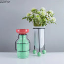 Axyaa Glass Vase with Iron Frame | Desk Decor | Floral Vases for Room Aesthetic