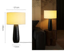 Axyaa Modern Ash Wood LED Bedside Table Lamp with Cloth Lampshade