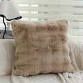 Axyaa Coffee/White Plush Cushion Cover 18x18inch Soft Decorative Pillow for Couch