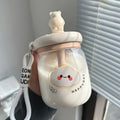 Axyaa Kawaii Bear Boba Bubble Tea Bottle 800ml Straw BPA-Free