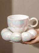 Axya Cloud Ceramic Coffee Cup Set with Coaster - Modern Kitchenware for Home and Office