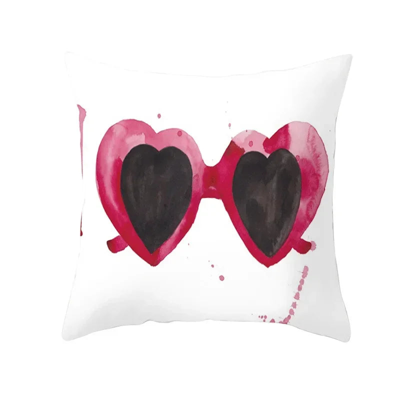 Axyaa Romantic Couple Pillowcases | Soft Cartoon Pattern Sofa Pillow Covers