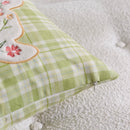 Embroidered Floral Rabbit Pillow Cover Axyaa 18x18inch White Pink Green
