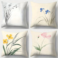 Axyaa Blue Floral Pillow Covers Set of 4, 17.7" Modern Elegant Design