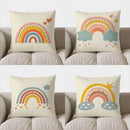 Colorful Rainbow & Hearts Pattern Pillow Cover for Sofa, Bedroom, Car - Axyaa