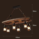 Axyaa Industrial Glass & Wood Chandelier - Retro Style for Restaurants, Bars & Coffee Shops