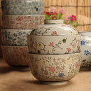 Axya Ceramic Soup and Noodle Bowl Set with Hand-Painted Designs