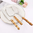 Axyaa Bamboo Handle Stainless Steel Cake Knife for Baking and Serving