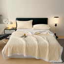 Axyaa Striped Artificial Wool Blanket: Soft & Cozy Fleece Throw for Sofa & Bed