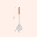 Axyaa Silicone Kitchen Utensil Set with Thick White Wooden Handle - 7 Pieces
