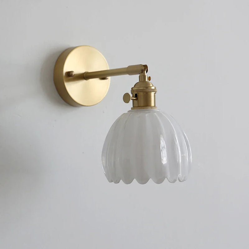 Axyaa Retro Floral Glass Wall Sconce - Modern LED Bedside Lamp
