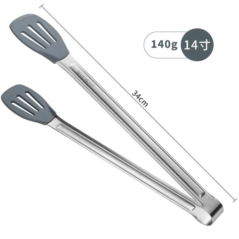 Axyaa Silicone Hollow Head BBQ Tongs for Home Cooking Essentials