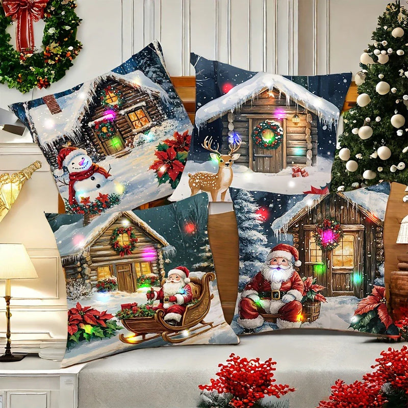 Santa Claus LED Luminous Pillowcase, Festive Axyaa Brand Design for Christmas Home Decor
