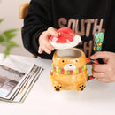Axyaa Santa Claus Ceramic Mug with Lid, Christmas Gift for Office, Home - Couple Water Cup