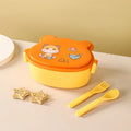 Axyaa Cat Shaped Double Layer Bento Box with Utensils and Microwave-Safe Features