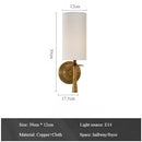 Axyaa Retro Copper Wall Light with Fabric Shade for Luxury Living Room