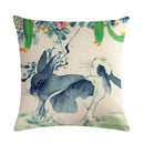 Axyaa Rabbit Pillowcase: Cute Ink Style for Office, Car, Sofa & Living Room