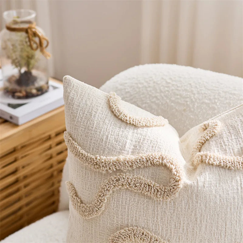 Axyaa Chenille Tufted Throw Pillow Cover for Sofa Living Room - Nordic Style