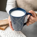 Axyaa Striped Ceramic Coffee Mug Set, 450ml