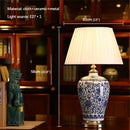 Axyaa Chinese Blue White Porcelain Table Lamp LED Dimming for Living Room