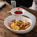 Axyaa White Ceramic Snack Plate for French Fries, Desserts, and Salads