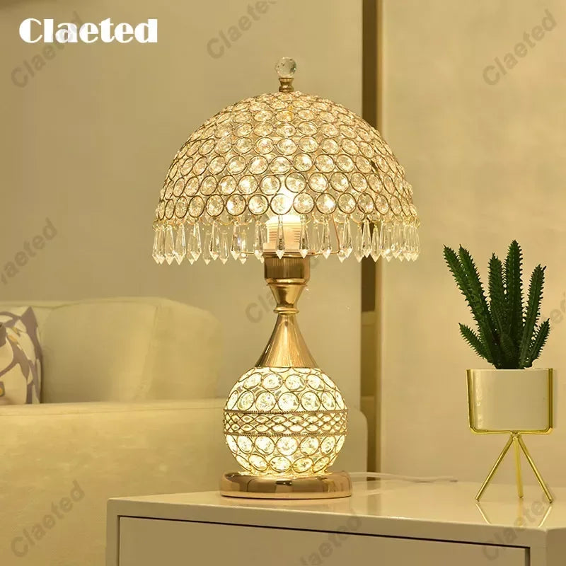 Axyaa Elegant Crystal Table Lamp for Bedroom and Living Room