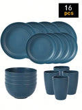 Axyaa 24-Piece Reusable Plastic Tableware Set for Family Picnics and School