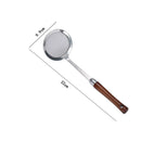Axyaa Stainless Steel Colander with Wooden Handle Kitchen Skimmer Juice Filter