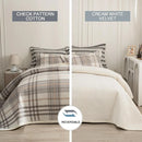 Axyaa Plaid Quilt Set 3-Piece Queen Bedding with 2 Pillow Shams, Reversible Coverlet