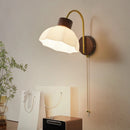 Axyaa Modern LED Wall Lamp Sconce Glass Wood Pull Chain Switch Stair Lights