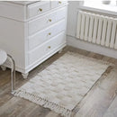 Axyaa Nordic Cotton Linen Tassel Rug - Handmade Checkerboard Tufted Mat for Living Room
