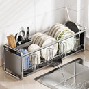 Axyaa Over Sink Bowl Drainer Rack, Kitchen Organizer Shelf for Tableware & Cups
