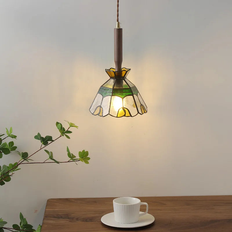 Axyaa Glass Walnut LED Pendant Lamps Copper Modern Pendant Lights