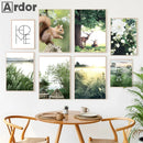 Green Leaf & Flower Scenery Canvas Wall Art Print by Axyaa for Modern Home Decor