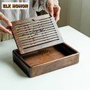 Axyaa Wooden Tea Tray: Compact, Stylish Tea Set for Brewing, Draining, and Storage
