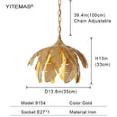 Axyaa Gold Leaves Chandelier: Small Pendant Lighting for Bedroom, Kitchen Island, Hallway