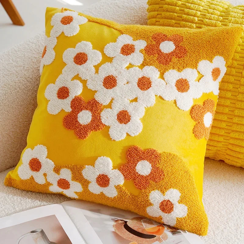 Axyaa Simple Flower Sofa Pillow Covers - Home Bed Decor