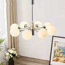 Axyaa Silver Glass Chandelier: Modern Nordic Style Ceiling Light for Home Décor